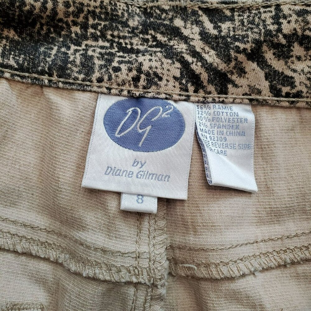 DG2 Diane Gilman Jeans Size 8 Snake Animal Print Pants Beige Black - Picture 4 of 7